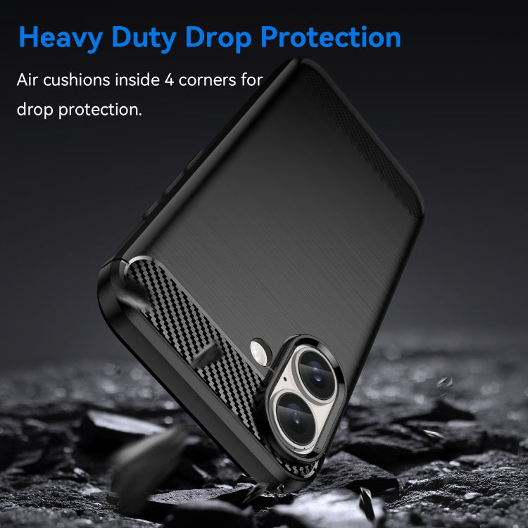 For iPhone 16 Brushed Texture Carbon Fiber TPU Phone Case(Black) - iPhone 16 Cases by PMC TechLife | Online Shopping South Africa | PMC TechLife | Buy Now Pay Later Mobicred