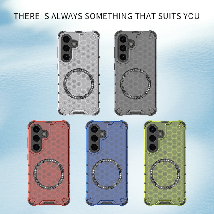 For Samsung Galaxy S25 5G Honeycomb Magnetic Ring Shockproof Phone Case(Blue) - free shipping - PMC TechLife - Order now!
