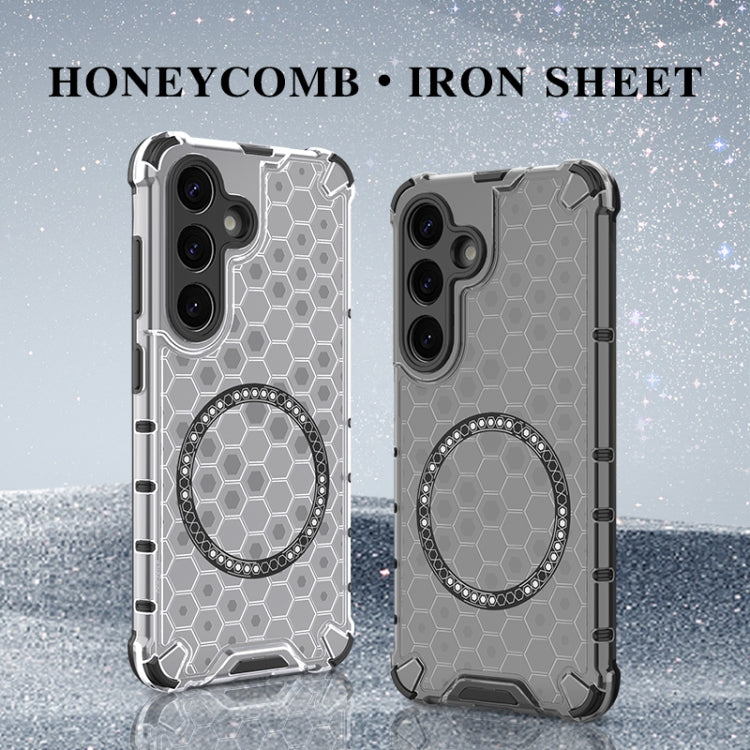 For Samsung Galaxy S25 5G Honeycomb Magnetic Ring Shockproof Phone Case(Green) - Galaxy S25 5G Cases by PMC TechLife | Online Shopping South Africa | PMC TechLife | Buy Now Pay Later Mobicred
