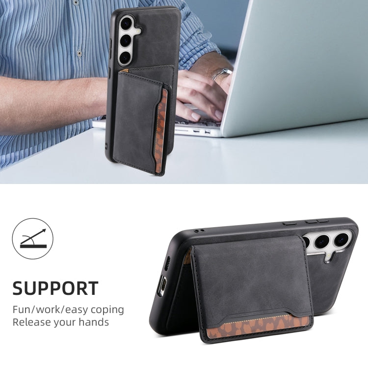 For Samsung Galaxy S24+ 5G Denior D13 Retro Texture Leather MagSafe Card Bag Phone Case(Black) - Galaxy S24+ 5G Cases by Denior | Online Shopping South Africa | PMC Jewellery | Buy Now Pay Later Mobicred