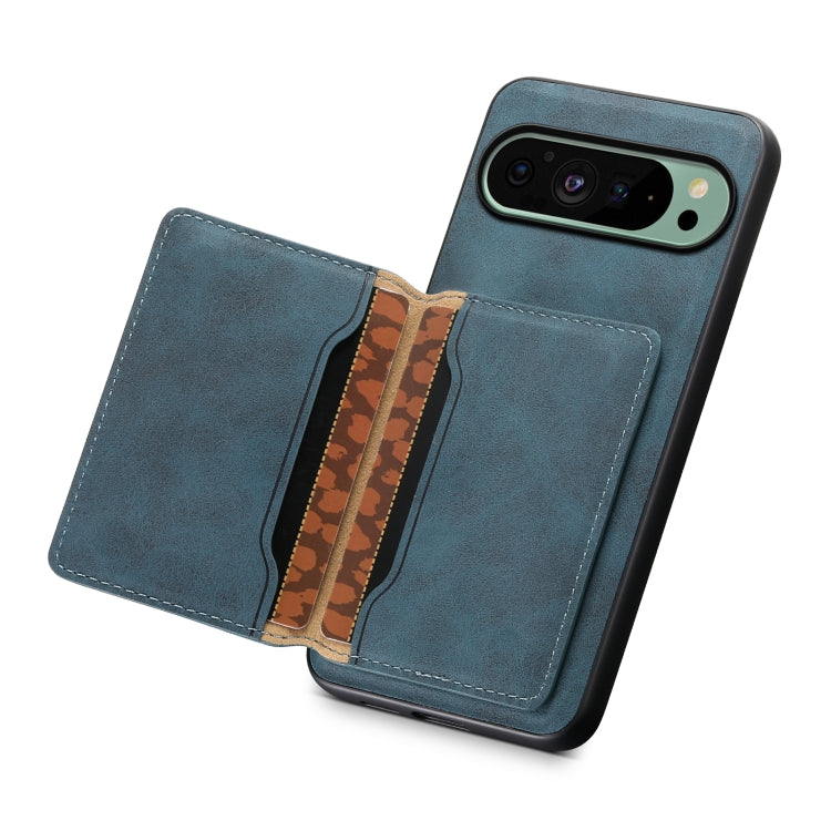 For Google Pixel 9 Denior D13 Retro Texture Leather MagSafe Card Bag Phone Case(Blue) - free shipping - PMC TechLife - Order now!