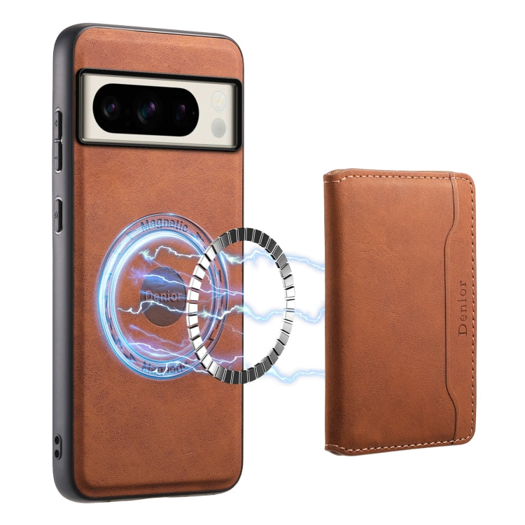 For Google Pixel 8 Pro Denior D13 Retro Texture Leather MagSafe Card Bag Phone Case(Brown) - Google Cases by Denior | Online Shopping South Africa | PMC Jewellery | Buy Now Pay Later Mobicred