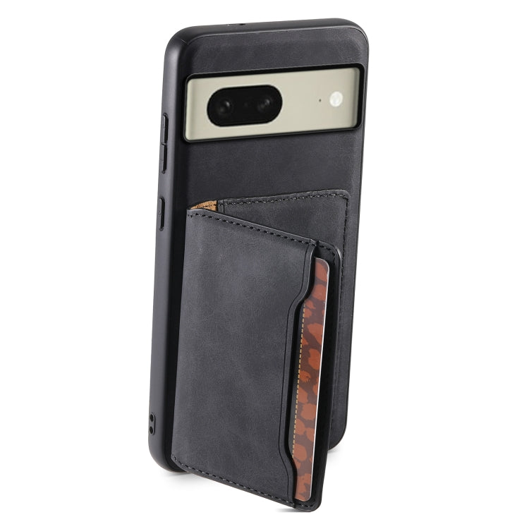 For Google Pixel 8 Denior D13 Retro Texture Leather MagSafe Card Bag Phone Case(Black) - Google Cases by Denior | Online Shopping South Africa | PMC Jewellery | Buy Now Pay Later Mobicred