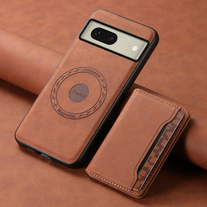 For Google Pixel 8 Denior D13 Retro Texture Leather MagSafe Card Bag Phone Case(Brown) - Google Cases by Denior | Online Shopping South Africa | PMC Jewellery | Buy Now Pay Later Mobicred