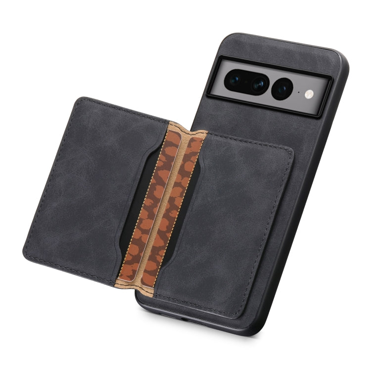 For Google Pixel 7 Pro 5G Denior D13 Retro Texture Leather MagSafe Card Bag Phone Case(Black) - Google Cases by Denior | Online Shopping South Africa | PMC Jewellery | Buy Now Pay Later Mobicred