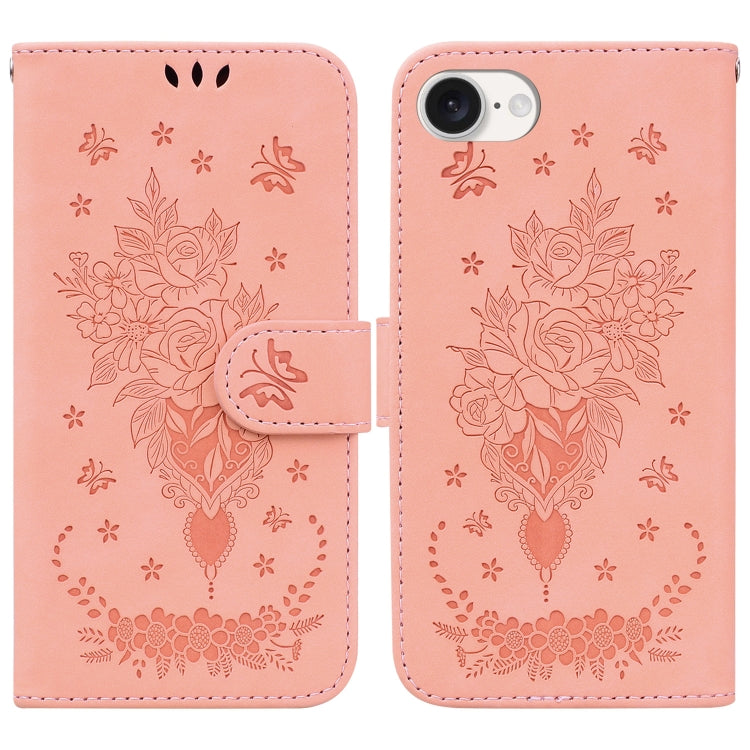 For iPhone SE 2024 Butterfly Rose Embossed Leather Phone Case(Pink) - More iPhone Cases by PMC Jewellery | Online Shopping South Africa | PMC Jewellery | Buy Now Pay Later Mobicred