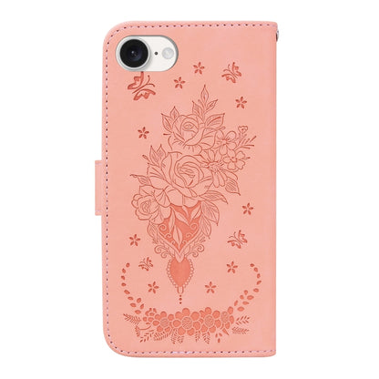 For iPhone SE 2024 Butterfly Rose Embossed Leather Phone Case(Pink) - More iPhone Cases by PMC Jewellery | Online Shopping South Africa | PMC Jewellery | Buy Now Pay Later Mobicred