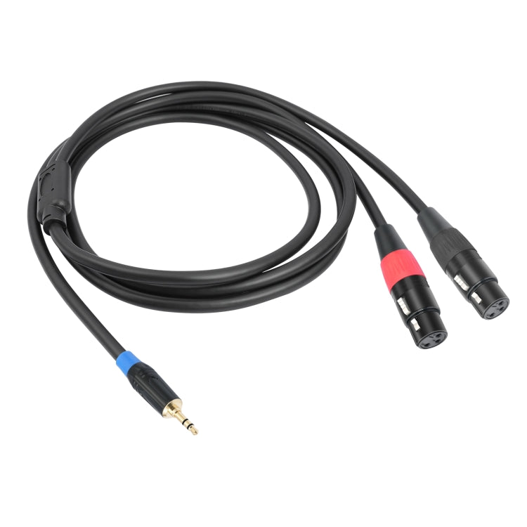 TC195BUXK107RE 3.5mm Male to Dual XLR 3pin Female Audio Cable, Length:3m(Black) - Microphone Audio Cable & Connector by PMC Jewellery | Online Shopping South Africa | PMC Jewellery | Buy Now Pay Later Mobicred