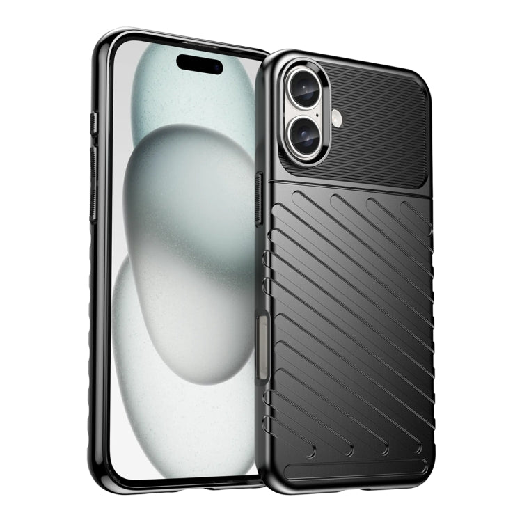 For iPhone 16 Plus Thunderbolt Shockproof Soft TPU Phone Case(Black) - free shipping - PMC TechLife - Order now!