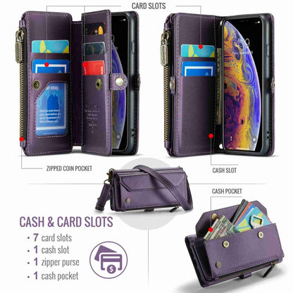 For iPhone XS / X CaseMe C36 Card Slots Zipper Wallet RFID Anti-theft Leather Phone Case(Purple) - More iPhone Cases by CaseMe | Online Shopping South Africa | PMC Jewellery | Buy Now Pay Later Mobicred