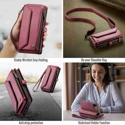 For iPhone 12 CaseMe C36 Card Slots Zipper Wallet RFID Anti-theft Leather Phone Case(Wine Red) - iPhone 12 / 12 Pro Cases by CaseMe | Online Shopping South Africa | PMC Jewellery | Buy Now Pay Later Mobicred