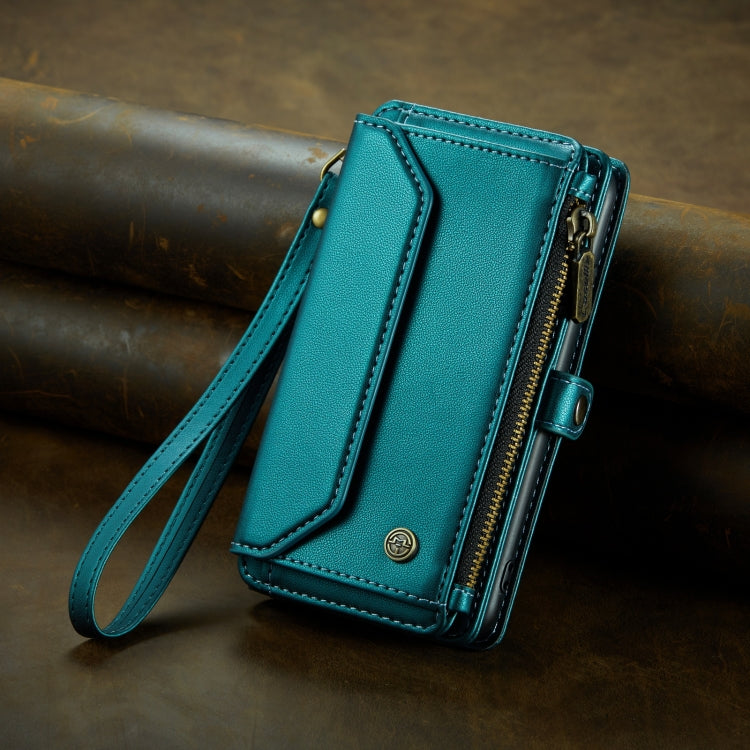 For iPhone 13 Pro Max CaseMe C36 Card Slots Zipper Wallet RFID Anti-theft Leather Phone Case(Blue-green) - iPhone 13 Pro Max Cases by CaseMe | Online Shopping South Africa | PMC Jewellery | Buy Now Pay Later Mobicred