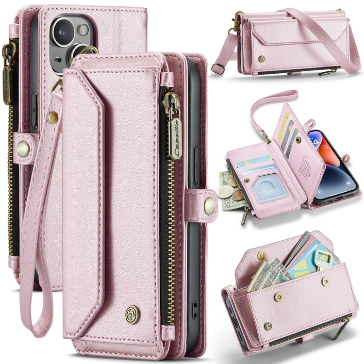 For iPhone 14 CaseMe C36 Card Slots Zipper Wallet RFID Anti-theft Leather Phone Case(Pink) - iPhone 14 Cases by CaseMe | Online Shopping South Africa | PMC Jewellery | Buy Now Pay Later Mobicred