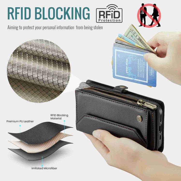 For iPhone 14 Pro CaseMe C36 Card Slots Zipper Wallet RFID Anti-theft Leather Phone Case(Black) - iPhone 14 Pro Cases by CaseMe | Online Shopping South Africa | PMC Jewellery | Buy Now Pay Later Mobicred