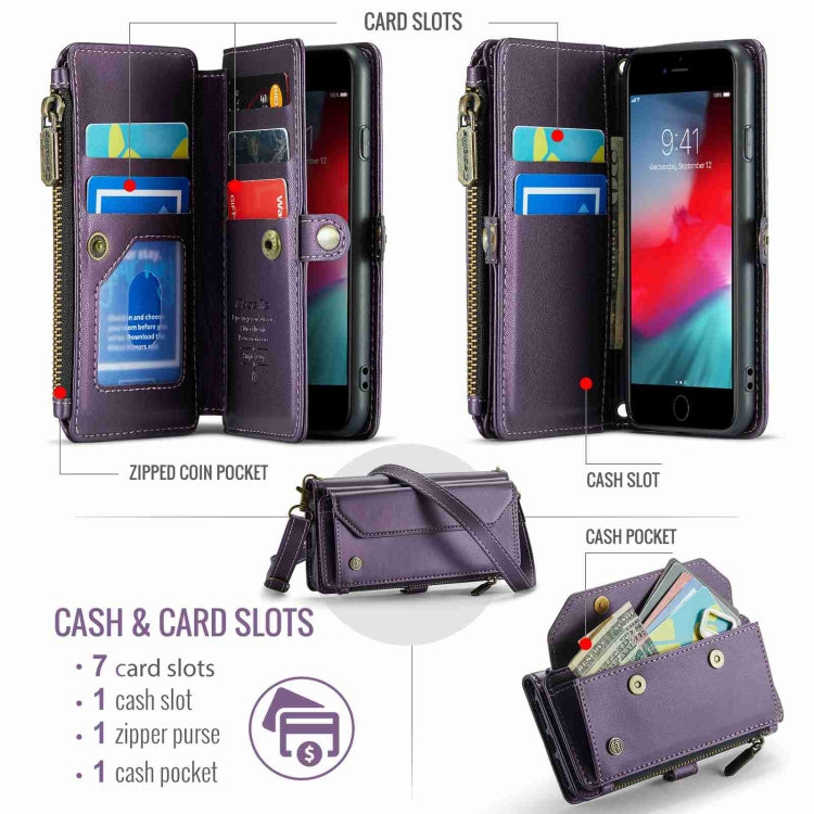 For iPhone 8 / 7 / 6 CaseMe C36 Card Slots Zipper Wallet RFID Anti-theft Leather Phone Case(Purple) - More iPhone Cases by CaseMe | Online Shopping South Africa | PMC Jewellery | Buy Now Pay Later Mobicred