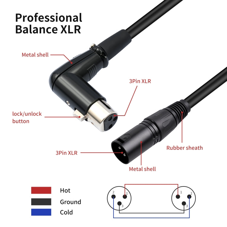 XK041L XLR 3pin Straight Male to Elbow Female Audio Cable, Length:10m(Black) - Microphone Audio Cable & Connector by PMC Jewellery | Online Shopping South Africa | PMC Jewellery | Buy Now Pay Later Mobicred