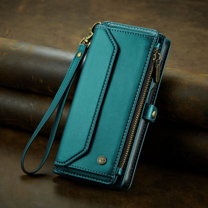 For Samsung Galaxy A12 5G CaseMe C36 Card Slots Zipper Wallet RFID Anti-theft Leather Phone Case(Blue-green) - Galaxy Phone Cases by CaseMe | Online Shopping South Africa | PMC Jewellery | Buy Now Pay Later Mobicred