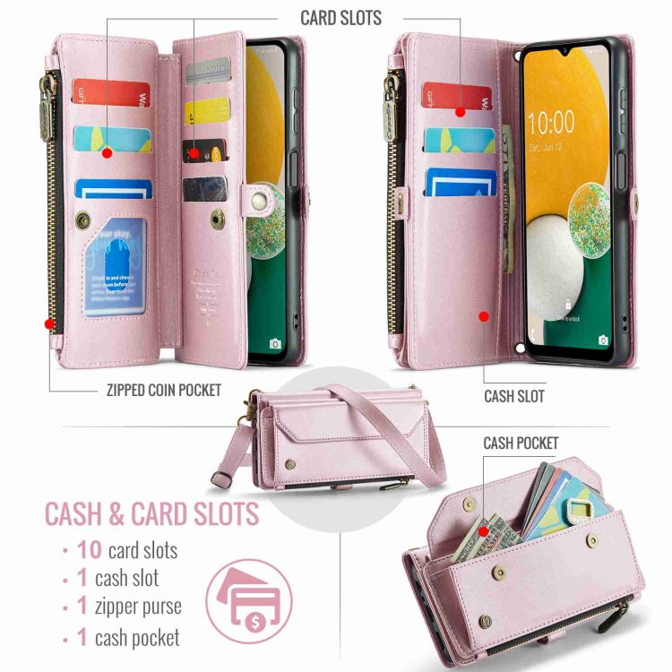 For Samsung Galaxy A13 5G / 4G CaseMe C36 Card Slots Zipper Wallet RFID Anti-theft Leather Phone Case(Pink) - Galaxy Phone Cases by CaseMe | Online Shopping South Africa | PMC Jewellery | Buy Now Pay Later Mobicred