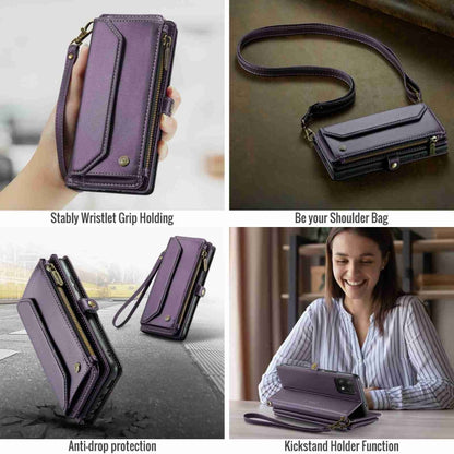 For Samsung Galaxy A22 5G CaseMe C36 Card Slots Zipper Wallet RFID Anti-theft Leather Phone Case(Purple) - Galaxy Phone Cases by CaseMe | Online Shopping South Africa | PMC Jewellery | Buy Now Pay Later Mobicred