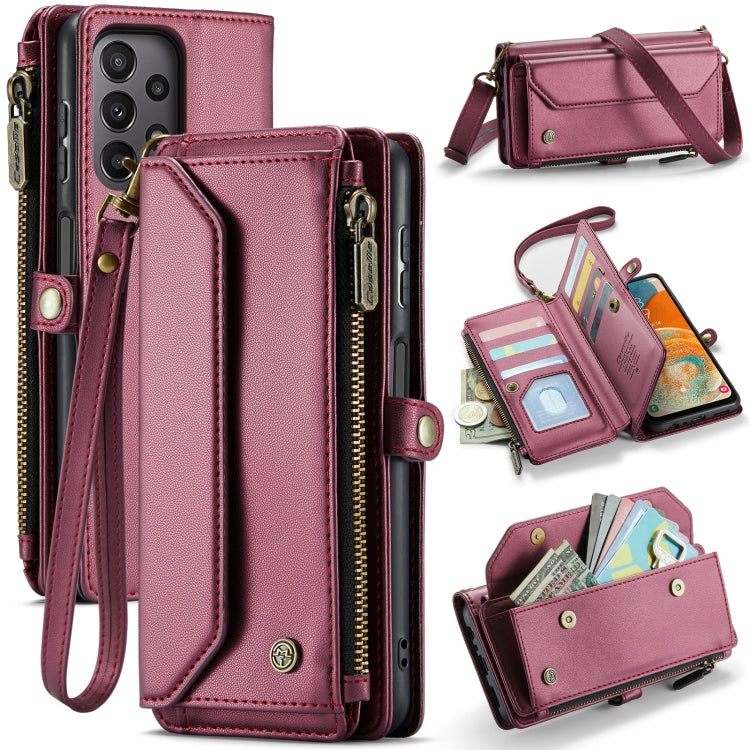 For Samsung Galaxy A23 CaseMe C36 Card Slots Zipper Wallet RFID Anti-theft Leather Phone Case(Wine Red) - Galaxy Phone Cases by CaseMe | Online Shopping South Africa | PMC Jewellery | Buy Now Pay Later Mobicred