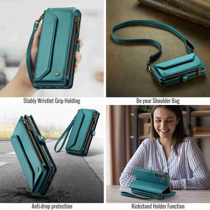 For Samsung Galaxy A24 CaseMe C36 Card Slots Zipper Wallet RFID Anti-theft Leather Phone Case(Blue-green) - Galaxy Phone Cases by CaseMe | Online Shopping South Africa | PMC Jewellery | Buy Now Pay Later Mobicred