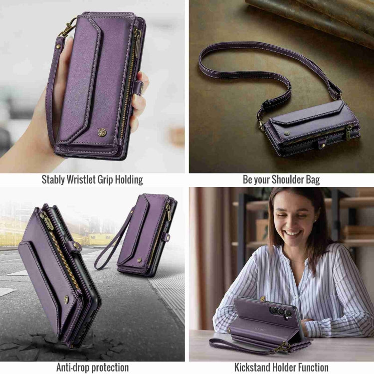 For Samsung Galaxy A25 CaseMe C36 Card Slots Zipper Wallet RFID Anti-theft Leather Phone Case(Purple) - Galaxy Phone Cases by CaseMe | Online Shopping South Africa | PMC Jewellery | Buy Now Pay Later Mobicred