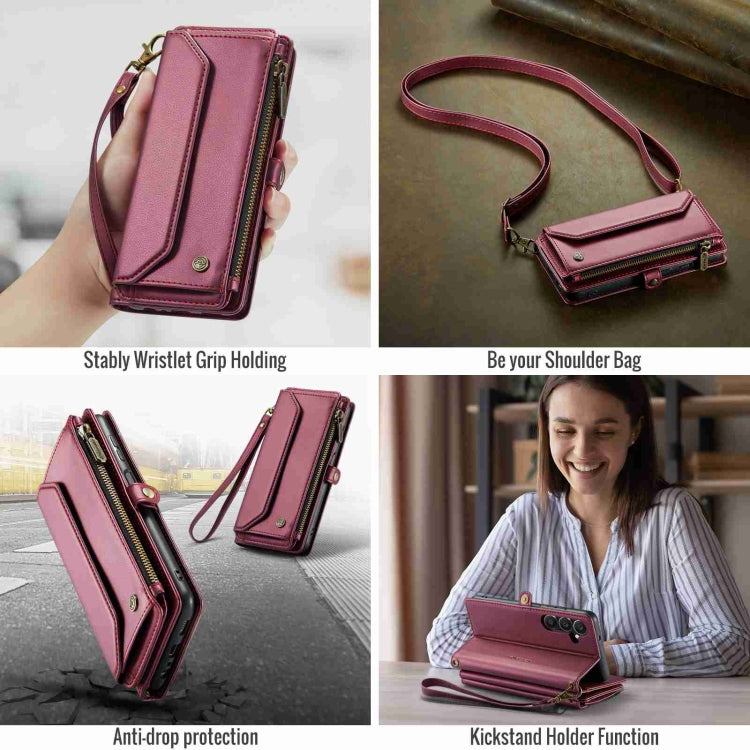 For Samsung Galaxy A25 CaseMe C36 Card Slots Zipper Wallet RFID Anti-theft Leather Phone Case(Wine Red) - Galaxy Phone Cases by CaseMe | Online Shopping South Africa | PMC Jewellery | Buy Now Pay Later Mobicred