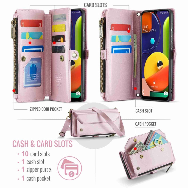 For Samsung Galaxy A30s / A50s / A50 CaseMe C36 Card Slots Zipper Wallet RFID Anti-theft Leather Phone Case(Pink) - Galaxy Phone Cases by CaseMe | Online Shopping South Africa | PMC Jewellery | Buy Now Pay Later Mobicred