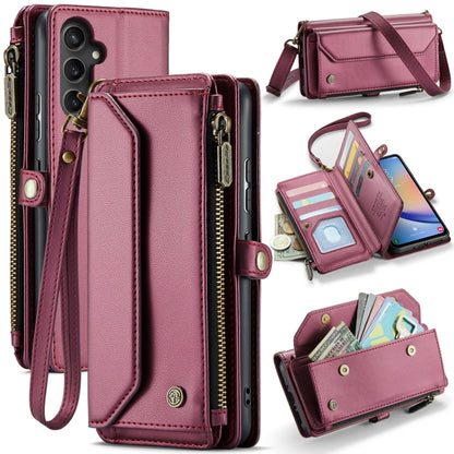 For Samsung Galaxy A34 5G CaseMe C36 Card Slots Zipper Wallet RFID Anti-theft Leather Phone Case(Wine Red) - Galaxy Phone Cases by CaseMe | Online Shopping South Africa | PMC Jewellery | Buy Now Pay Later Mobicred