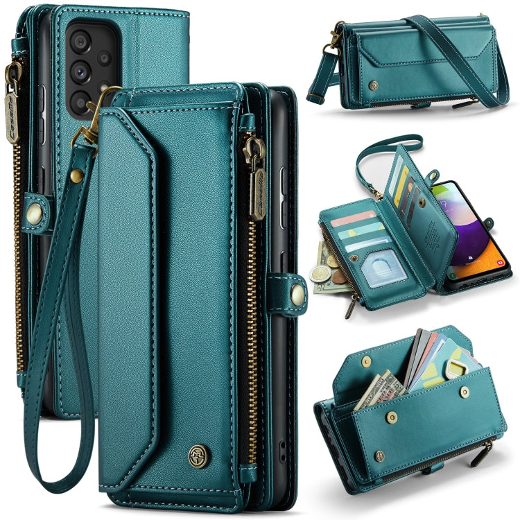 For Samsung Galaxy A52 / A52s 5G CaseMe C36 Card Slots Zipper Wallet RFID Anti-theft Leather Phone Case(Blue-green) - Galaxy Phone Cases by CaseMe | Online Shopping South Africa | PMC Jewellery | Buy Now Pay Later Mobicred