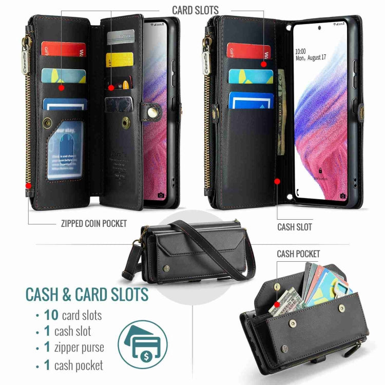 For Samsung Galaxy A53 5G CaseMe C36 Card Slots Zipper Wallet RFID Anti-theft Leather Phone Case(Black) - Galaxy Phone Cases by CaseMe | Online Shopping South Africa | PMC Jewellery | Buy Now Pay Later Mobicred