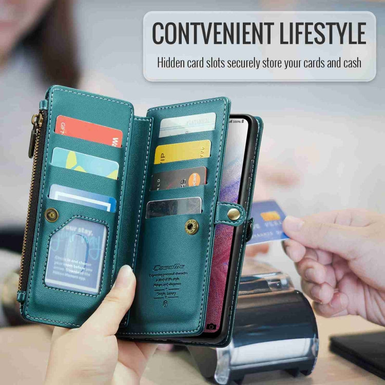 For Samsung Galaxy A53 5G CaseMe C36 Card Slots Zipper Wallet RFID Anti-theft Leather Phone Case(Blue-green) - Galaxy Phone Cases by CaseMe | Online Shopping South Africa | PMC Jewellery | Buy Now Pay Later Mobicred