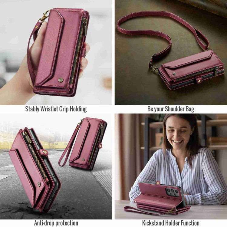 For Samsung Galaxy A53 5G CaseMe C36 Card Slots Zipper Wallet RFID Anti-theft Leather Phone Case(Wine Red) - Galaxy Phone Cases by CaseMe | Online Shopping South Africa | PMC Jewellery | Buy Now Pay Later Mobicred