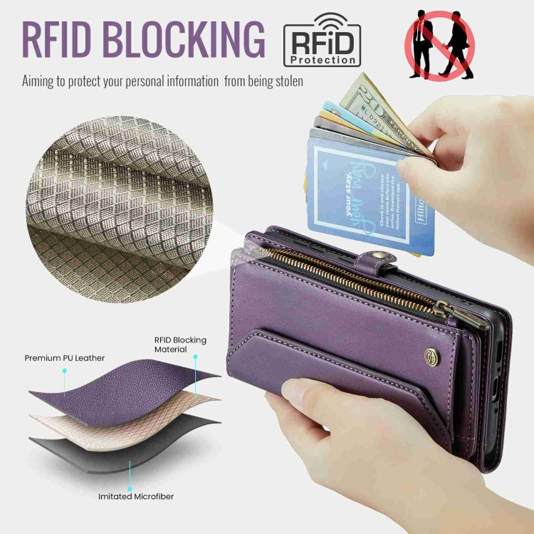 For Samsung Galaxy A54 5G CaseMe C36 Card Slots Zipper Wallet RFID Anti-theft Leather Phone Case(Purple) - Galaxy Phone Cases by CaseMe | Online Shopping South Africa | PMC Jewellery | Buy Now Pay Later Mobicred