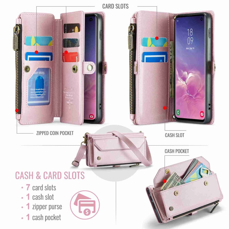 For Samsung Galaxy S10 CaseMe C36 Card Slots Zipper Wallet RFID Anti-theft Leather Phone Case(Pink) - Galaxy Phone Cases by CaseMe | Online Shopping South Africa | PMC Jewellery | Buy Now Pay Later Mobicred