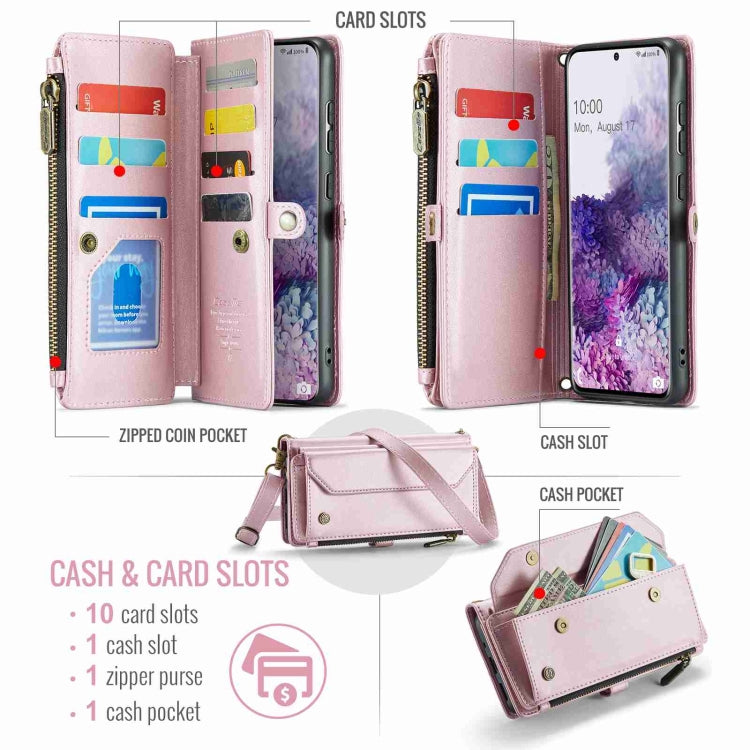 For Samsung Galaxy S20+ CaseMe C36 Card Slots Zipper Wallet RFID Anti-theft Leather Phone Case(Pink) - Galaxy Phone Cases by CaseMe | Online Shopping South Africa | PMC Jewellery | Buy Now Pay Later Mobicred