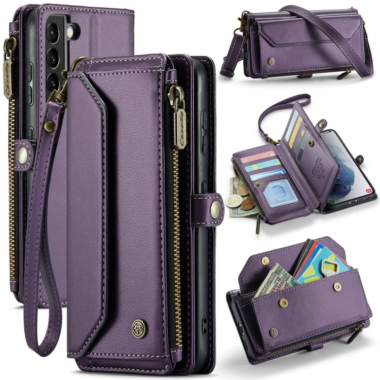 For Samsung Galaxy S21+ 5G CaseMe C36 Card Slots Zipper Wallet RFID Anti-theft Leather Phone Case(Purple) - Galaxy S21+ 5G Cases by CaseMe | Online Shopping South Africa | PMC Jewellery | Buy Now Pay Later Mobicred