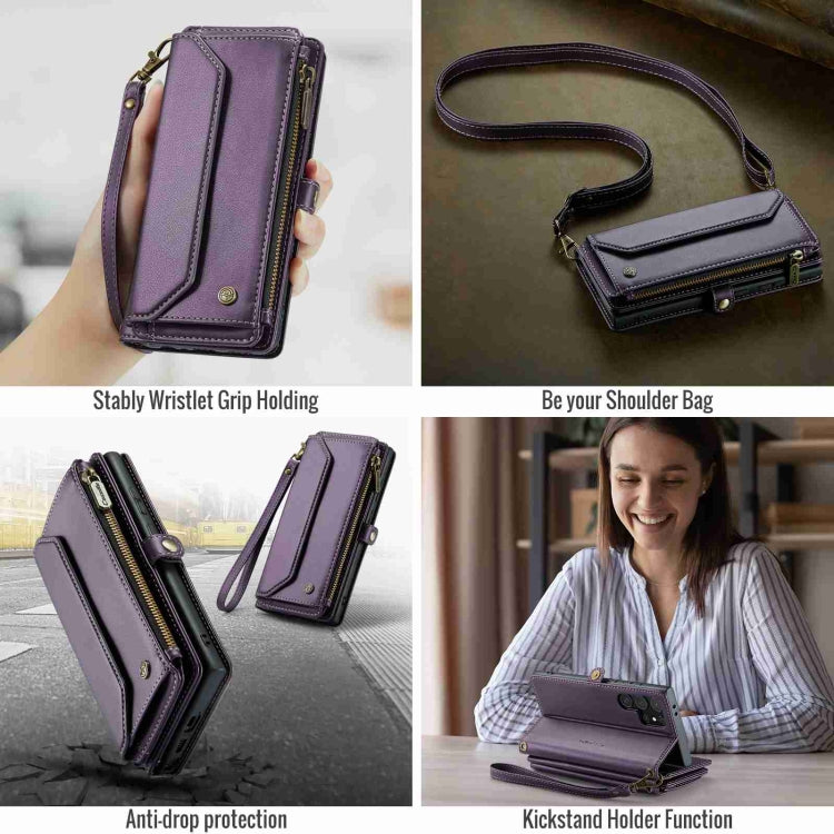 For Samsung Galaxy S24 Ultra 5G CaseMe C36 Card Slots Zipper Wallet RFID Anti-theft Leather Phone Case(Purple) - Galaxy S24 Ultra 5G Cases by CaseMe | Online Shopping South Africa | PMC Jewellery | Buy Now Pay Later Mobicred