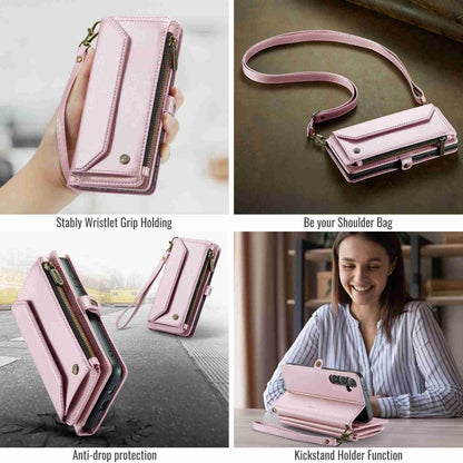 For Samsung Galaxy S24 5G CaseMe C36 Card Slots Zipper Wallet RFID Anti-theft Leather Phone Case(Pink) - Galaxy S24 5G Cases by CaseMe | Online Shopping South Africa | PMC Jewellery | Buy Now Pay Later Mobicred