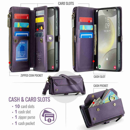 For Samsung Galaxy S24+ 5G CaseMe C36 Card Slots Zipper Wallet RFID Anti-theft Leather Phone Case(Purple) - Galaxy S24+ 5G Cases by CaseMe | Online Shopping South Africa | PMC Jewellery | Buy Now Pay Later Mobicred