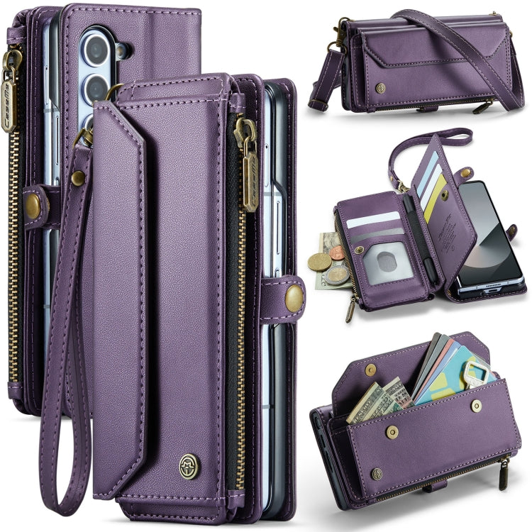 For Samsung Galaxy Z Fold6 5G CaseMe C36 Card Slots Zipper Wallet RFID Anti-theft Leather Phone Case(Purple) - Galaxy Z Fold6 5G Cases by CaseMe | Online Shopping South Africa | PMC Jewellery | Buy Now Pay Later Mobicred