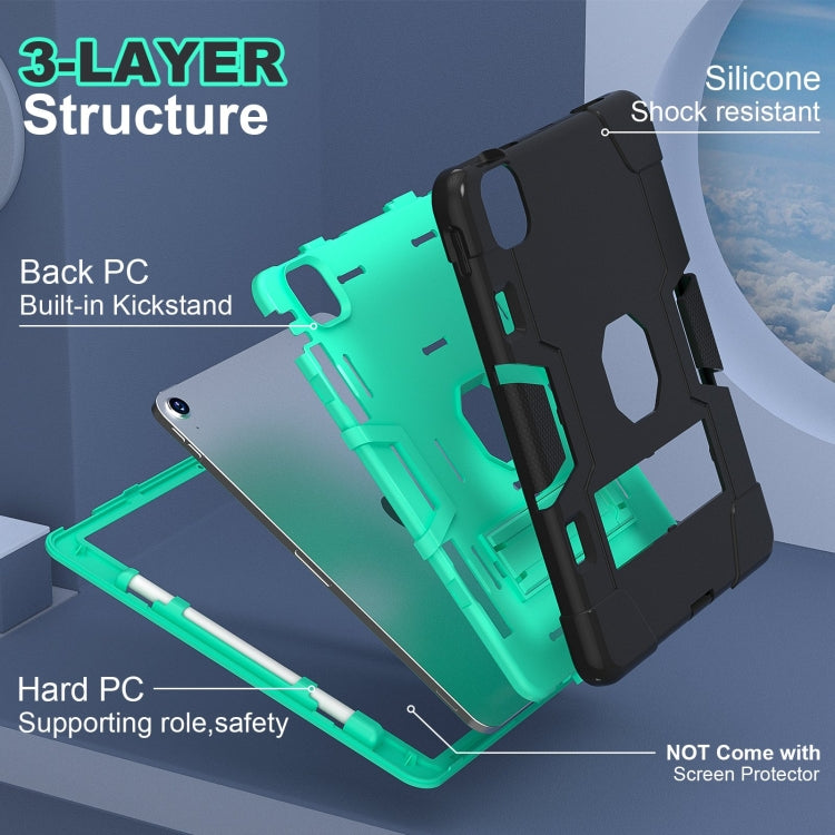 For iPad Air 11 2024 Contrast Color Silicone Acrylic PC Tablet Case with Holder(Black Mint Green) - iPad Air 11 2024 Cases by PMC Jewellery | Online Shopping South Africa | PMC Jewellery | Buy Now Pay Later Mobicred