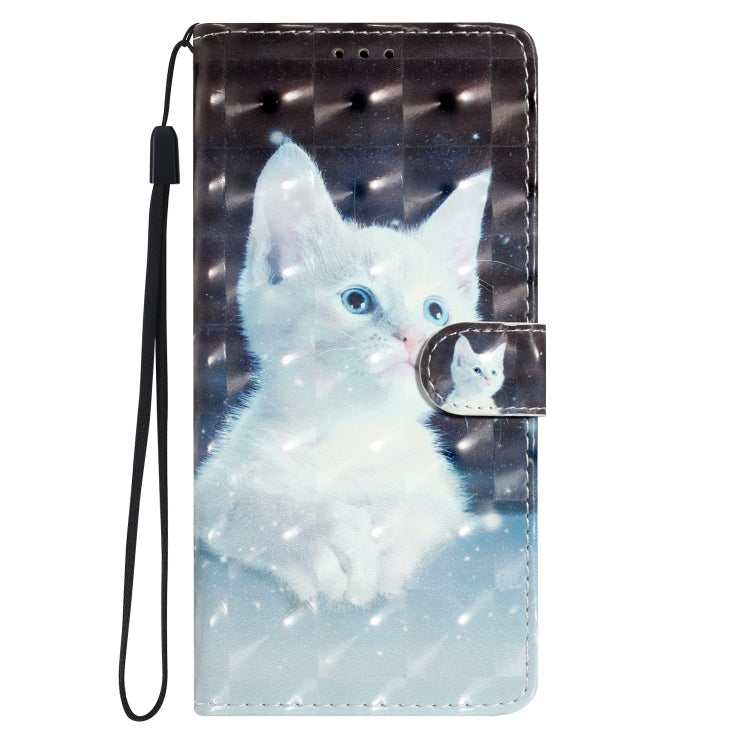 For iPhone 16 Pro 3D Pattern Leather Phone Case(White Cat) - iPhone 16 Pro Cases by PMC Jewellery | Online Shopping South Africa | PMC Jewellery | Buy Now Pay Later Mobicred