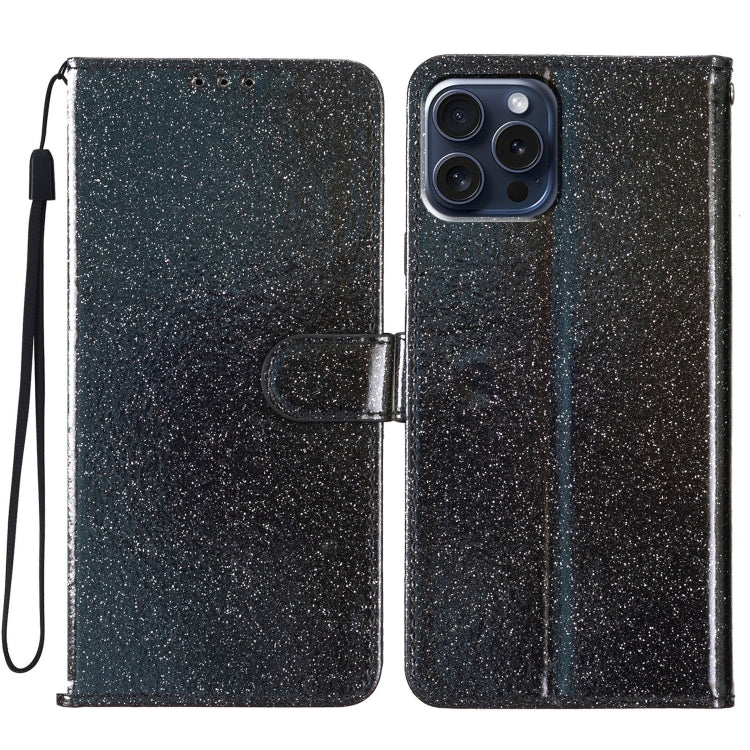 For iPhone 16 Pro Max Glitter Powder Flip Leather Phone Case(Black) - iPhone 16 Pro Max Cases by PMC TechLife | Online Shopping South Africa | PMC TechLife | Buy Now Pay Later Mobicred