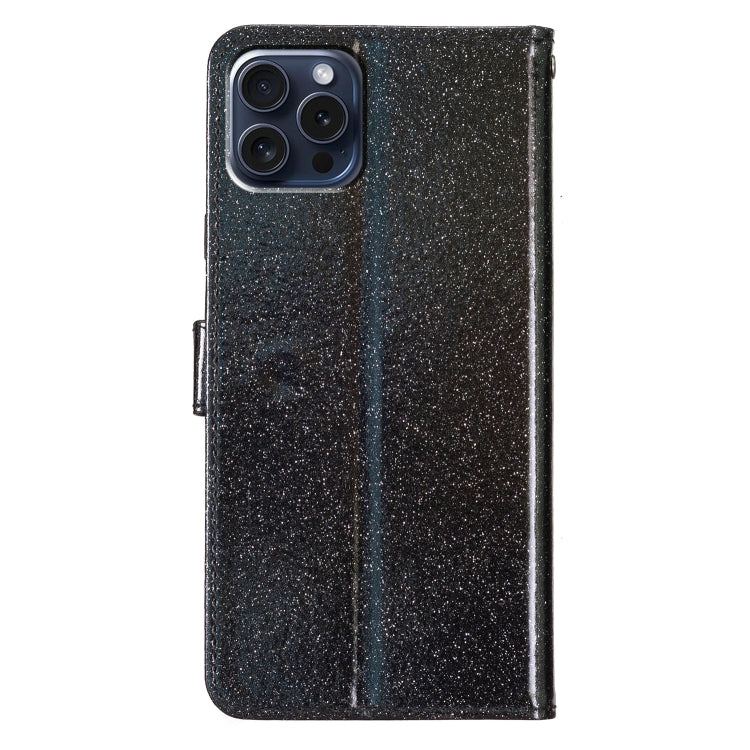 For iPhone 16 Pro Max Glitter Powder Flip Leather Phone Case(Black) - iPhone 16 Pro Max Cases by PMC TechLife | Online Shopping South Africa | PMC TechLife | Buy Now Pay Later Mobicred