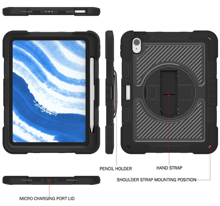 For iPad Air 11 2024 / Air 2022 10.9 360 Degree Rotation PC Contrast Silicone Tablet Case(Black) - iPad Air 11 2024 Cases by PMC Jewellery | Online Shopping South Africa | PMC Jewellery | Buy Now Pay Later Mobicred