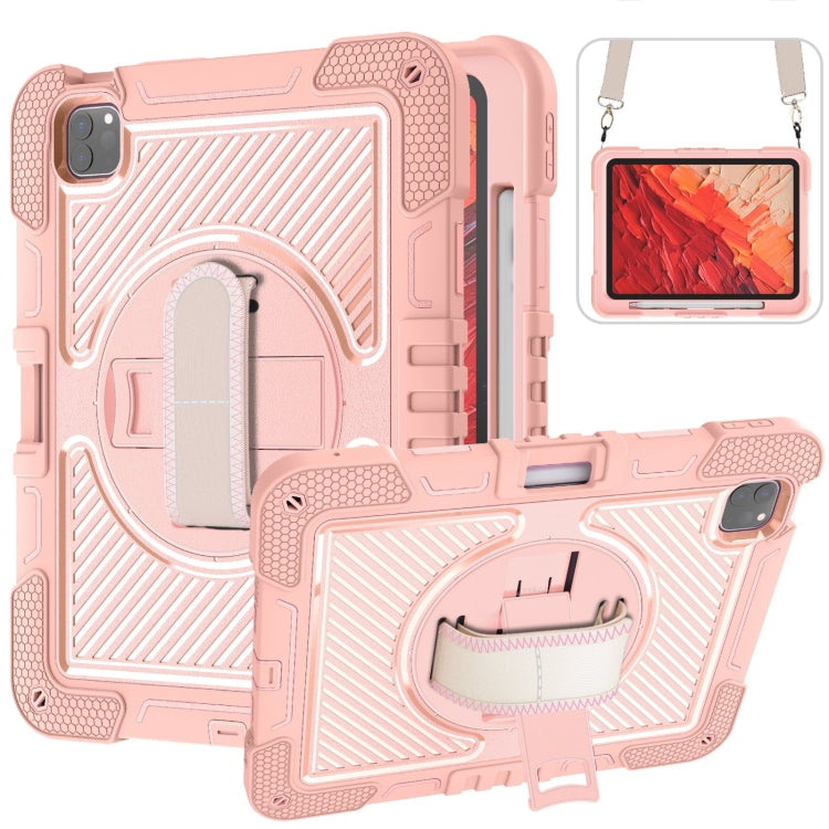 For iPad Pro 11 2024 360 Degree Rotation PC Contrast Silicone Tablet Case(Rose Gold) - iPad Pro 11 2024 Cases by PMC Jewellery | Online Shopping South Africa | PMC Jewellery | Buy Now Pay Later Mobicred