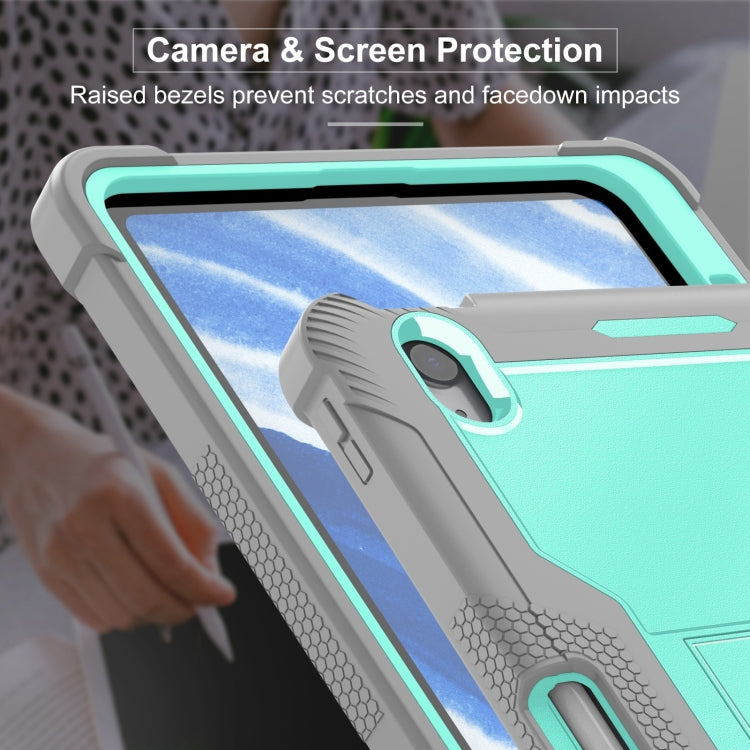 For iPad Air 11 2024 / Air 2022 10.9 Shockproof Silicone Hybrid PC Tablet Case with Holder(Mint Green + Grey) - iPad Air 11 2024 Cases by PMC Jewellery | Online Shopping South Africa | PMC Jewellery | Buy Now Pay Later Mobicred