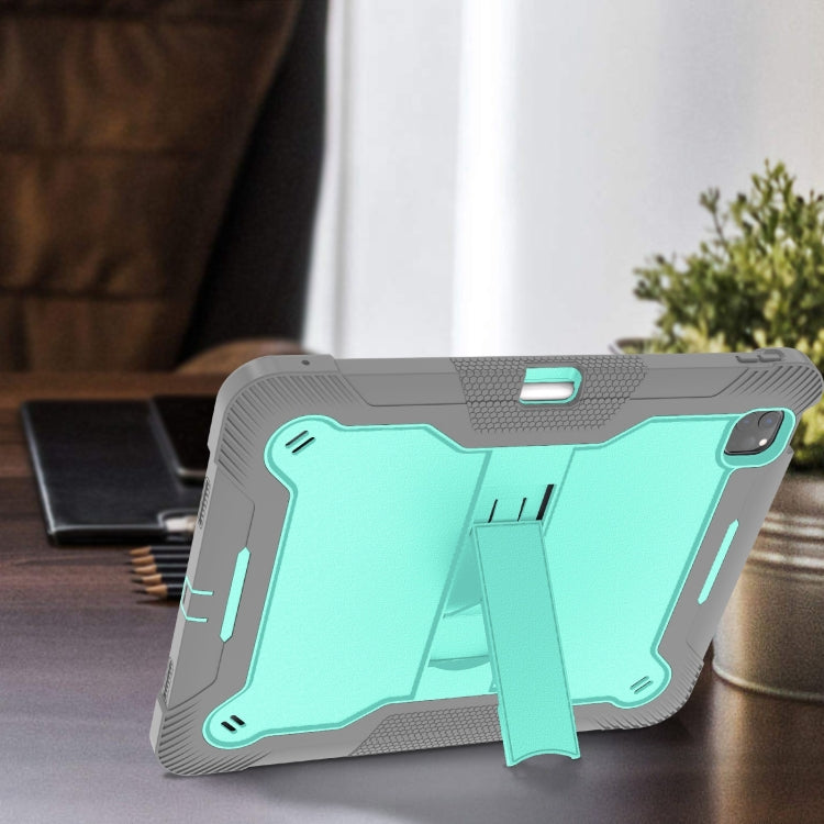 For iPad Pro 13 2024 Shockproof Silicone Hybrid PC Tablet Case with Holder(Mint Green + Grey) - iPad Pro 13 2024 Cases by PMC Jewellery | Online Shopping South Africa | PMC Jewellery | Buy Now Pay Later Mobicred