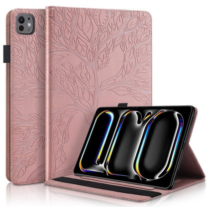 For iPad Pro 13 2024 Tree Life Series Embossed Smart Leather Tablet Case(Rose Gold) - iPad Pro 13 2024 Cases by PMC Jewellery | Online Shopping South Africa | PMC Jewellery | Buy Now Pay Later Mobicred